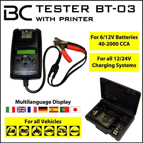BC Tester BT-03  Tester per Batterie 6/12V Professionale con Stampante –  BC Battery France Official Website